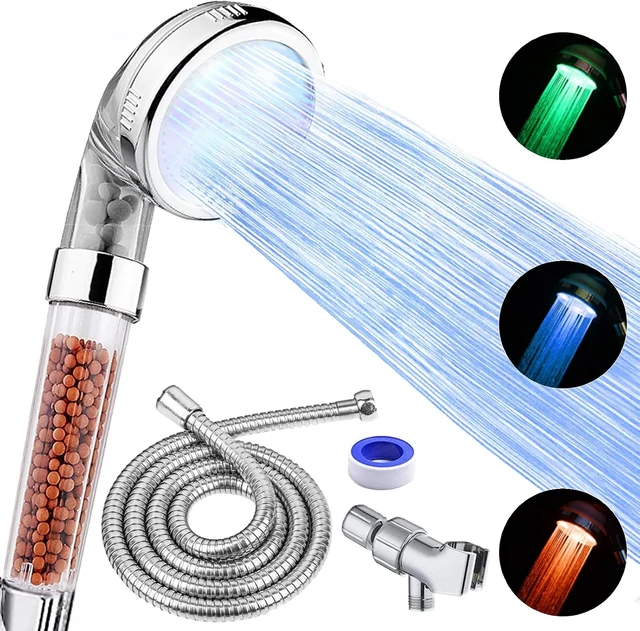 FASTRAS LED filtered shower head, Gray Orange finish, with hose and holder